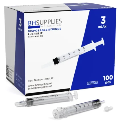 3mL Syringe Sterile Luer Slip, Cap Syringes